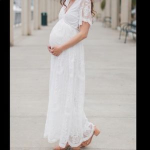Pink Blush white lace maternity dress
